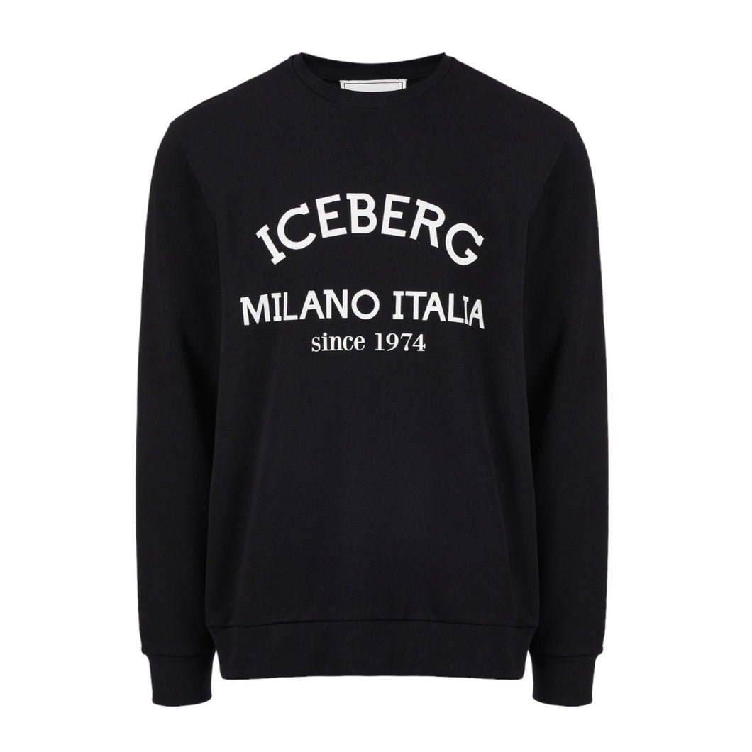 Iceberg White Print Crewneck Black